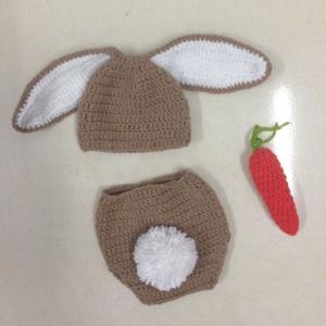 Merryia Baby Hat Bunny Rabbit Ears Photo Prop Bunny Outfit Crochet Newborn Easter Bunny Hat and Diaper Cover Sett