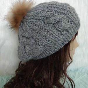 Knitting Hats with Fur Pom