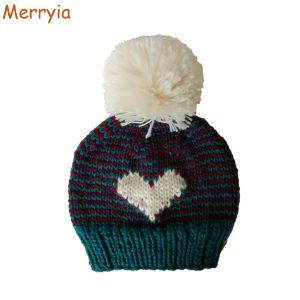 Knitting Hat with Heart Pattern