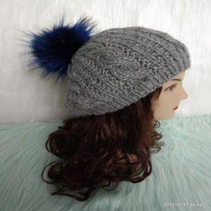 Knitting Hats with Fur Pom 