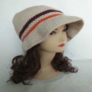 Girls Knitting Hat with Lace  